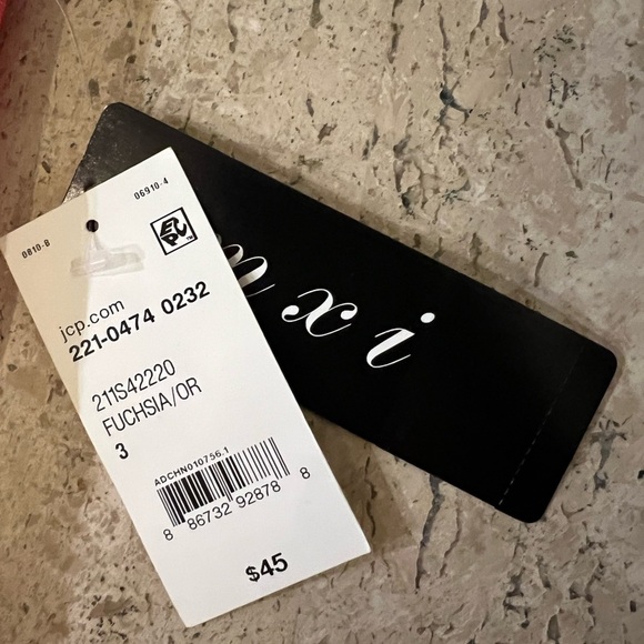 MXI Juniors Sleeveless Party Dress Fuchsia and Orange with Sparkles Size 3 - Picture 4 of 6